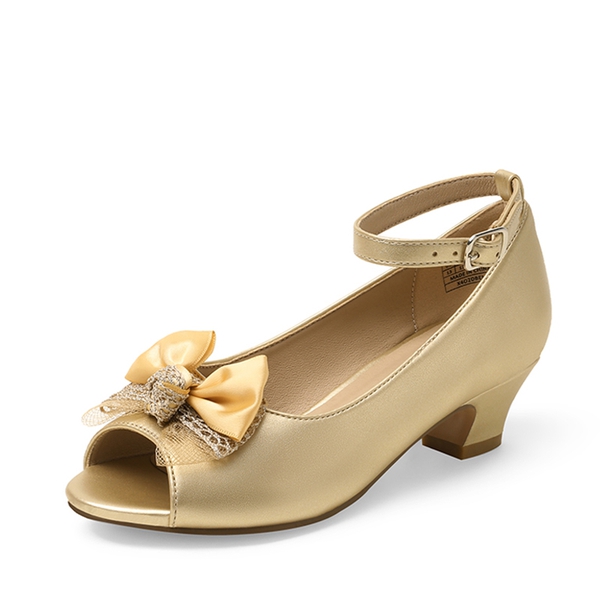 Low Heel Flower Girls Dress Shoes - GOLD -  0